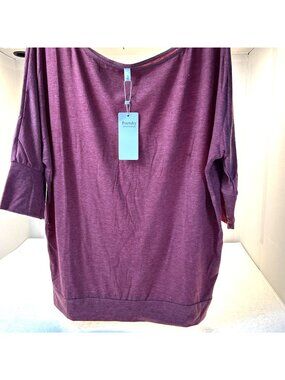 Poetsky Tee Soft Red Boat-Neck Stretch Textured Unstructured Oversize SZ New
